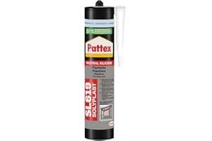 Pattex Sigillante Silicone SL 619, Silicone Neutro per Plastiche, compreso PMMA (NO PE, PP, PTFE), per Incollaggio di Policarbonato, Resistente alla Muffa, Basso Modulo, Cartuccia da 300ml
