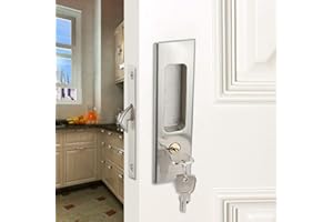 WOLFBIRD Serratura per porta scorrevole Maniglia per porta scorrevole Set di maniglie per porte invisibili argento