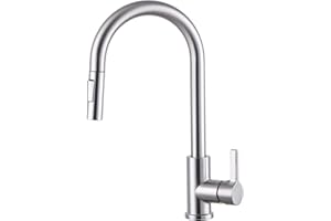 Woen-Flow Wasserhahn Küche, Hochdruck Küchenarmatur Ausziehbar 360° Schwenkbar, Einhebel Armatur Küche mit Brause 2 Wasserstrahlarten, Hoher Bogen Mischbatterie Küche, Spültischarmatur Edelstahl