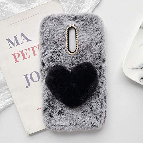 YHY Linda Funda Teléfono con Forma Corazón Felpa para Nokia 5 Funda Teléfono Romántica Creativa Moda Gris Oscuro