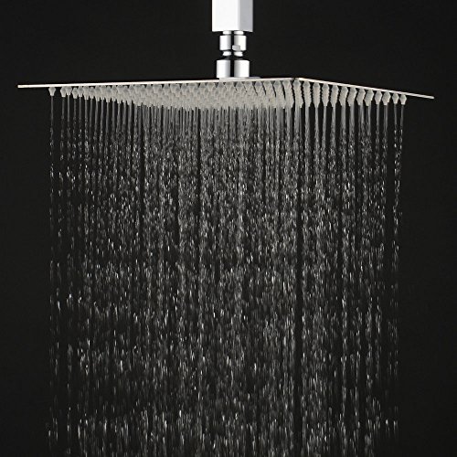 Hiendure®12 Zoll Quadratische Luxus Regendusche Einbauduschköpfe Edelstahl 1/2 Zoll Duschkopf aus Edelstahl SpiegeleffektHochglänzend