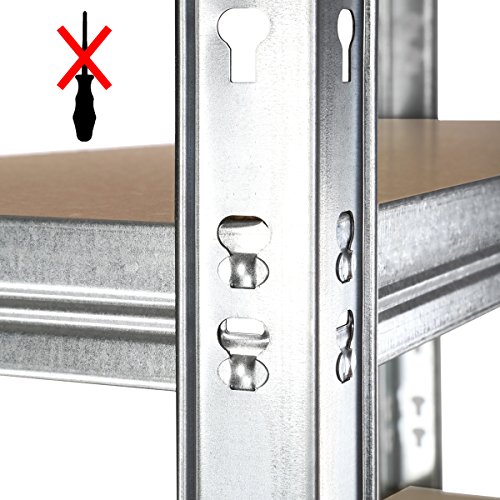 Torrex 37853 Steckregal / Lagerregal aus verzinktem Stahl mit 5 Böden – 875 Kg belastbar – 180 x 90 x 30 cm Kellerregal Schwerlastregal - 4