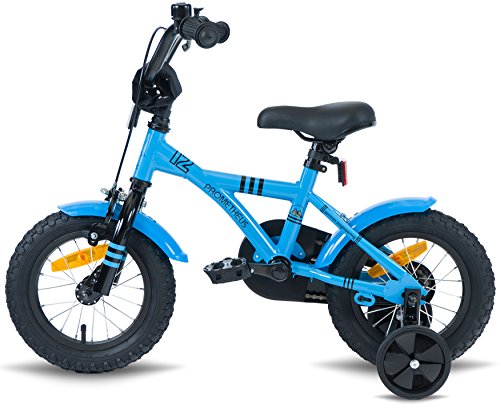 PROMETHEUS Kinderfahrrad 12 Zoll Jungen in Blau & Schwarz mit Stützrädern | Seitenzugbremse und Rücktrittbremse | ab 3 Jahren | 12″ BMX Edition 2017 - 4