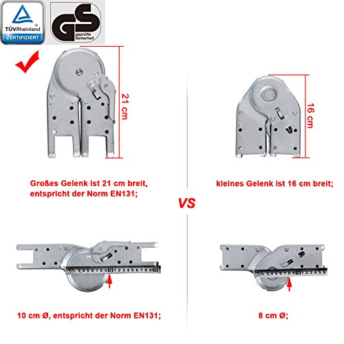 Songmics Alu Leiter Mehrzweckleiter Reichhöhe inkl. Armlänge 4,53 m bis 150 kg 12 Stufen mit 2 Gerüstplatten entspricht EN 131 GLT36M - 4