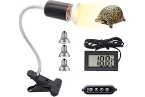 YANGUN Lampe Chauffante Tortue, Reptiles Lampe Tortue Terrestre, Lampe Chauffante Tortue Terrestre avec 3 Ampoules Lampe Chauffante et thermomètre, pour Reptiles, Amphibiens,Tortues