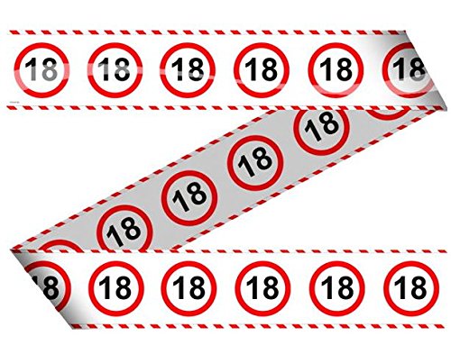 18. Geburtstag Deko Absperrband mit Verkehrsschild 18 Länge 15m lang Dekoration zum 18er Geburtstag Party oder andere Anlässe - 2