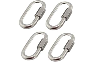 BuxiuGK 4 Piezas Mosquetón de Acero Inoxidable 304 con Rosca de Enlace rápido M6/0.24",Maillon Rapide Cadena Rápida Conectores Resistentes en Forma de D para Camping y Senderismo