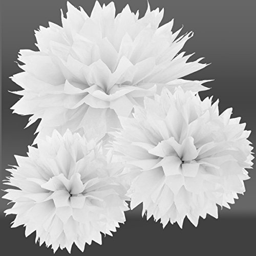 30er Weiss Papier Spitze Ende PomPom Blumen Kugel 20/25/37cm Hochzeit Garten Wohnung Fest Feier Party Geburtstag Deko - 3