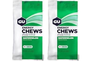 VPOINT LEISURE GU Energy Chews Double Serving Packs. Energy Gummies with Electrolytes for Running, Cycling, Triathlon & Other Sports - Pack of 2 (Watermelon)