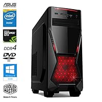 SNOGARD GAMER PC - Desktop Gaming PC (Intel Core i5-7500 4x3400Mhz, NVIDIA GTX 1050 Ti 4GB, 8GB DDR4 RAM, 1TB 7200RPM HDD, 240GB SSD, Windows 10 Professional), Black/Red