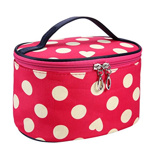JACKY Dot Series Portable Multi Functional Cosmetic Bag (Watermelon Red)