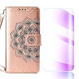 The Grafu Galaxy J6 2018 Case, Flip Leather Cover Card Slot Holder with KickStand and Free Tempered Glass Screen Protector for Samsung Galaxy J6 2018, Rose Gold