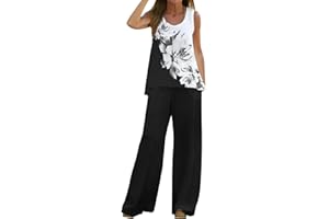 MJGkhiy Tuta da Donna Elegante da Cerimonia Set 2 Pezzi Donna Elegante Set Completo Tuta Donna Moda Canotta & Pantaloni Completo Donna Elegante Cerimonia Due Pezzi