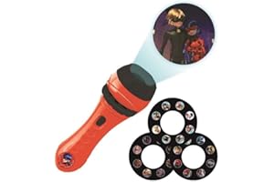 Lexibook, Miraculum Biedronka Czarny Kot, Projektor opowieści, latarka i projektor z 3 dyskami, 24 obrazki. twórz własne historyjki, LTC050MI