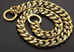 Pet Believe Brass Heavy Duty Diamond Cut Gold Dog Choke Chain Training Dog Collar for Cats, Puppies and Small Breed Dogs Large