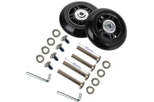 LOTOWELZON 1Paar Schwarz Mute Gepäck-Ersatzrollen 64/68/70/75/80/84/90mm Dicke 24mm mit 6mm Kugellagern Reparatur-Kits ABEC 608zz für Koffer und Inline Outdoor Skate (OD80xThk24mm/3.15x0.94in)
