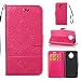Produktbild LMAZWUFULM Hülle für Motorola Moto G5S / G6S (5,2 Zoll) PU Leder Magnetverschluss Brieftasche Lederhülle Glänzend Elefant Prägung Design von Book style mit Stent-Funktion und Karten Slot Ledertasche Flip Cover für Moto G5S / G6S Rose Carmine