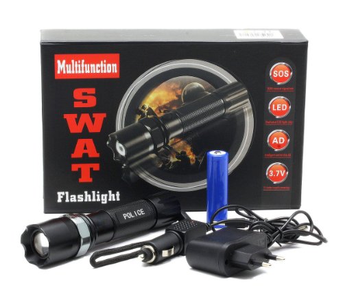 Oramics Swat Cree LED Taschenlampe mit Akku + inkl. Ladegerät und Zoomfunktion - 2