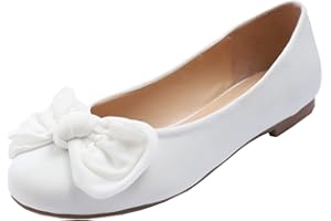 Feversole Women's Round Toe Cute Bow Trim Ballet Flats, Ballerine Punta Tonda Decorate con Un Grazioso Fiocco da Donna