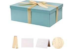 KDMNZOO Boîte Cadeau Bleu 31x21x11 cm, Boite cadeau vide, boite cadeau anniversaire marriage - 1 Pièces (contenirRuban, Papier De Soie, Enveloppes et cartes)