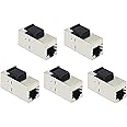 DKURVE® Ethernet Cat6/Cat5e Keystone Coupler, STP Shielded RJ45 Network Cable Female to Female Insert Inline Coupler Extender/Extension Joiner Jack - Silver (PACK OF 5)