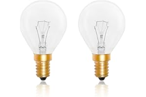 CALDARAX 2 Stück Backofenlampe G45 E14 Dimmbar 230V, 2700K Warmweiße, E14 Backofen Glühbirne 45mm Durchmesser, 410 Lumen, Temperaturfest Bis 300°C , SES P45 Globe Klar Lampen für Ofen, Herd, Lava Lampe