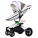 AiQi® Pushchair 3 in 1 Prams travel system with Bassinet 360 degrees Angle ,Brown