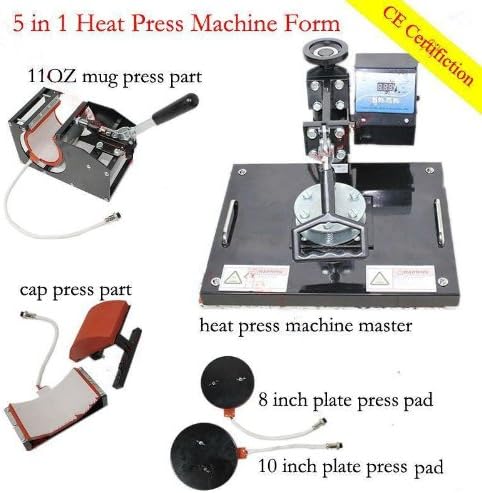 Gowe 5 IN 1 t shirt nug cap plate heat transfer printer t shirt Sublimation machine heat press machine