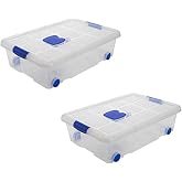 Acan Tradineur &ndash; Pack of 2 Storage Boxes &ndash; Made of Plastic &ndash; Storage Container for Books, Clothes, Blankets &ndash; No. 6 &ndash; 17 x 61