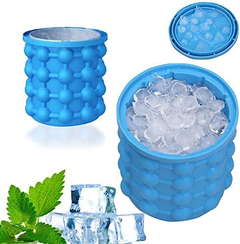 Ice Genie Cube Maker Dual-use Silicone Mold Ice Bucket Silicone lids BPA-Free The Revolutionary Space Saving Ice Cube Maker for Beer, Whiskey, Cocktail, Beverages
