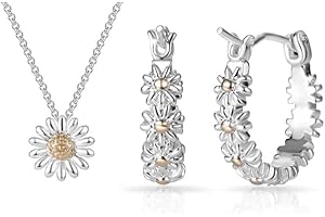 Philip Jones Set collana margherita e orecchini a cerchio