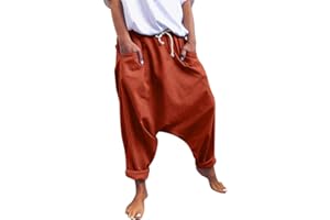 POLPQED Pantalones Harem Retro Lisos Cagados Etnicos Yoga Thai Comodos Anchos Unisex Adulto Pantalones Bombacho - Harén Pantalón Chandal árabe Pantalones de Yoga Pantalones Deportivos Harem Pantalón