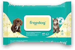 CT-TRONICS Freedog Toallitas Húmedas para Perros Y Gatos Pack De 4 x 40 Toallitas (Manzanilla)