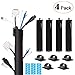 Produktbild Neopren Zip-up Kabelschlauch, Kabelkanal Kabelbündel Organizer Kabelführungsmuffen mit 5 Kabelclips, Reißverschlüsse und Schnallen für PC / TV / Büro, 4er Set, von AGPTEK, Schwarz