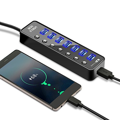 USB 3.0 Hub, ONCHOICE USB 7 Ports adapter mit Schalterknopf + 1 Port Ladeport verteiler für Apple Macbook, Macbook Pro, iMac, Notebook, Windows Laptops und Ultrabooks usw - 5
