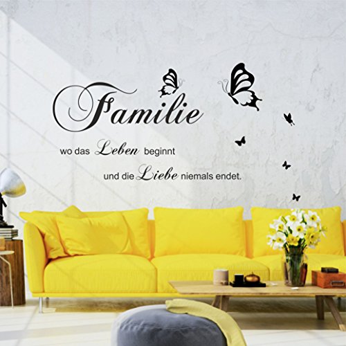 greenluup® wandtattoo Spruch Zitat Familie- wo das Leben beginnt und die Liebe niemals endet in Schwarz Küche ESSZIMMER KEIDERSCHRANK SCHRANK