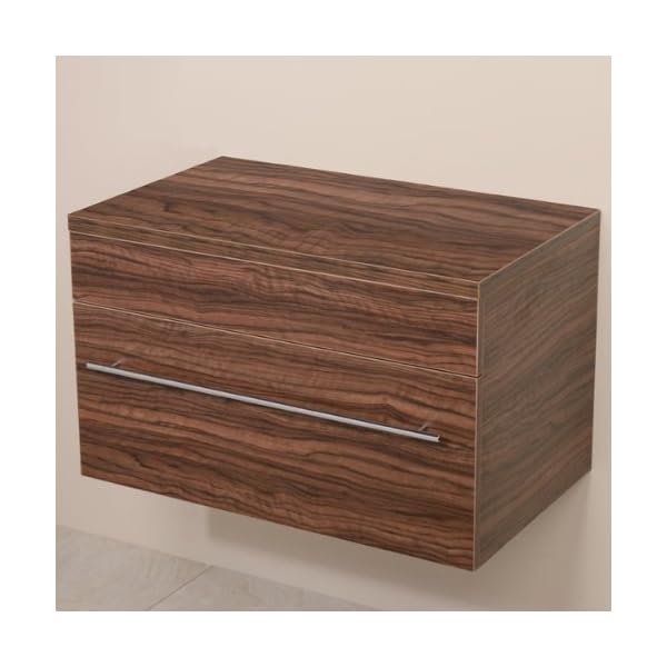 750 Vanity Unit for Bathroom Ensuite Cloakroom - Wall Mounted Soft Closing Modern Walnut Design - Wall Hung Deep Fill Storage Drawer (Dimensions ** Furniture Cabinet - Height: 460mm, Width: 750mm, Projection: 460mm)