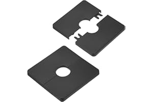 M METERXITY 2-Pack Wall Split Flange, ABS Square Self-Adhesive Escutcheon Plate Cover Buckle for 22mm/0.87in Dia Pipe Accessories/Floor/Ceiling, Plumbing Cover Plates [Black,7mm/0.28in H]