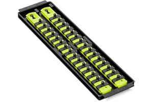 ERNST MANUFACTURING Ernst Twist-Lock Socket Boss Premium 2-Rail 1/4-Inch-Drive Socket Organizer, 13-Inch, High Visibility (8467HV)