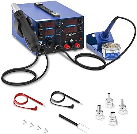 Stamos Soldering S-LS-22 BASIC Soldering Station Hot Air Rework Soldering Station (800 W, Temperature 200–500 °C, Soldering Iron Power 60 W, Hot Air Current 120 L/min)