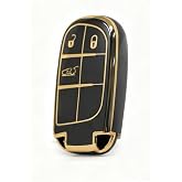 AutoHan Keys Egea Cross 500x 500l Uyumlu Nano Anahtar Kılıfı, Siyah-Altın, 3 Butonlu, Premium Koruyucu