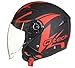 Produktbild Helm Jethelm Motorrad Rollerhelm Offenes Gesicht Sonnen-Visier - ECE Genehmigt Rot - S (55-56cm)