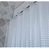 Yellow Weavestm PVC Waterproof Checkered Shower Curtain - 54X84 Inches with 8 Hooks