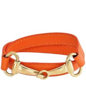 Bling Jewelry Orange Leder Gold Stahl verzinkt Pferde Bit Wrap Bracelet