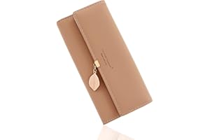 CALIYO Portmonetka damska z gładkiej i miękkiej skóry wegańskiej, portfel damski, duży i długi, bardzo piękne kolory, z wieloma przegródkami i kieszenią na telefon komórkowy, brudny róż, Elegancki