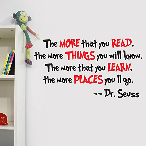 V&C Designs Dr Seuss The More You Read Quote Children's Room Kids Room Playroom Nursery Wall Sticker Wall Art Vinyl Wall Decal Wall Mural