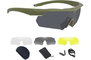 SKJJL Polarisées Lunettes Militaires, Lunette Airsoft Protection avec 3 Verres Couleurs Interchangeables, Anti-Rayures, Buée et Anti-UV pour Airsoft Paintball, Jeu de Tir, Cyclisme, Chasse, Jaune