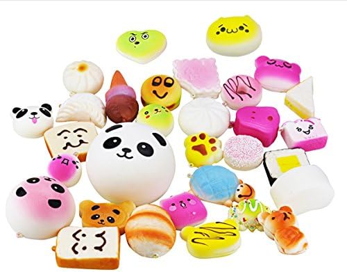 Random 30pcs Jumbo Medium Mini Soft Squishy Cake/Panda/Bread/Buns Phone Straps