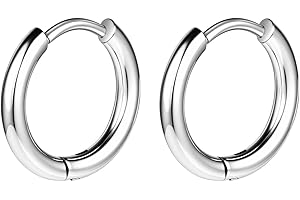 AOEDEJ G23 Titanium Silver Hoop Earrings 18G Small huggie hoop earrings 8mm/10mm/12mm Cartilage for Sensitive Ears for Multiple Piercing Cartilage Hoop Earring Stack Jewelry