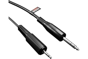 rhinocables 3.5mm to 6.35mm Jack Audio Cable TRS Stereo Aux Sound Lead Male Plug (6.35mm, ¼ in to 3.5mm, 1/8in) For Laptop, Guitar, Amps, ipods, Keyboards, Headphones, Sound Mixing (3m)